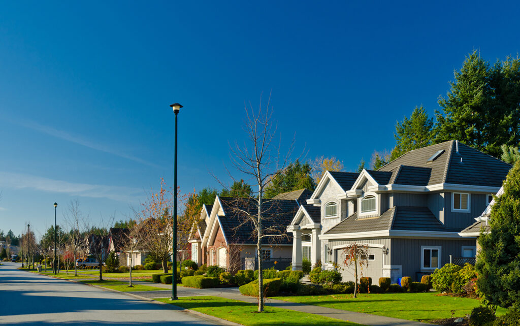 Residential street of houses to represent real estate in a seller's market
