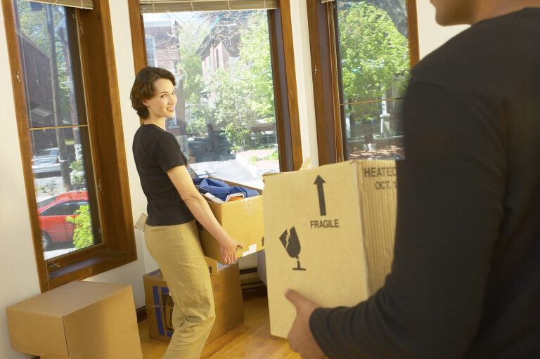 Young couple moving, moving tips concept