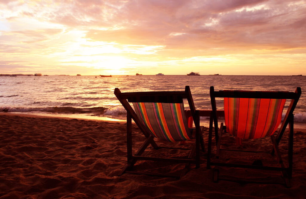retirement concept, chairs on a beach
