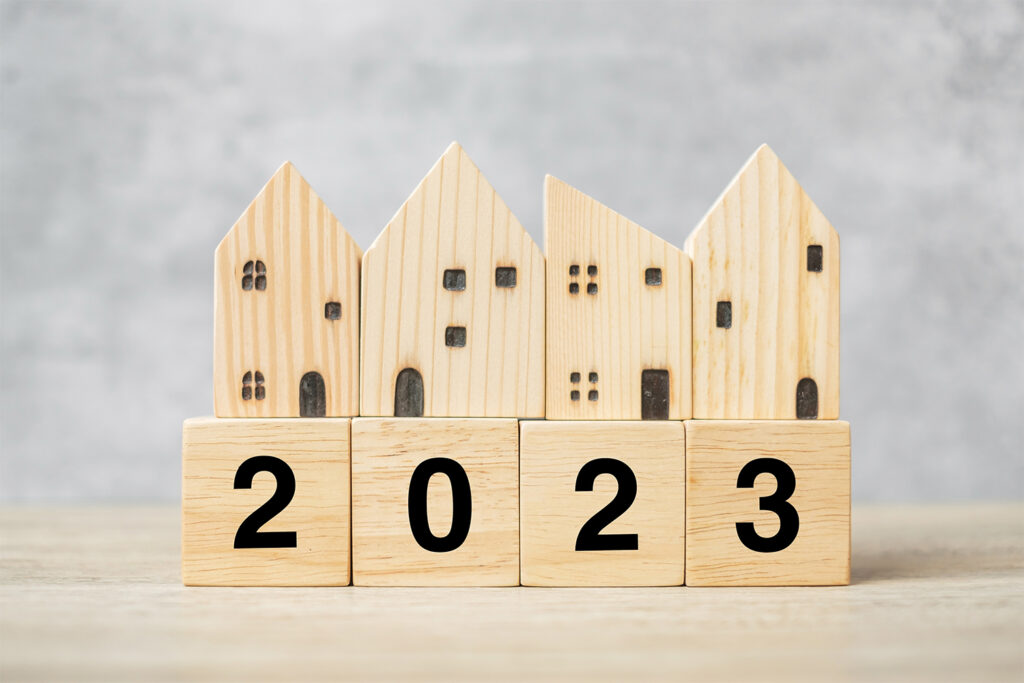 Buying or selling home in 2023 - wooden blocks concept