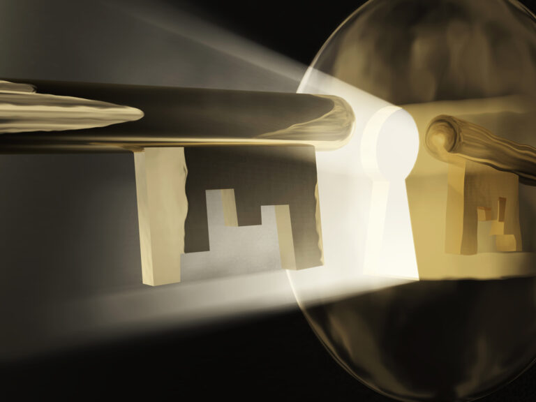 3D lock and key, representing home safety and security