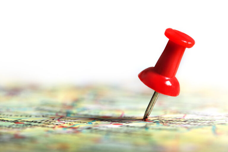 Pin in map, representing residential migration and home value trends in United States.