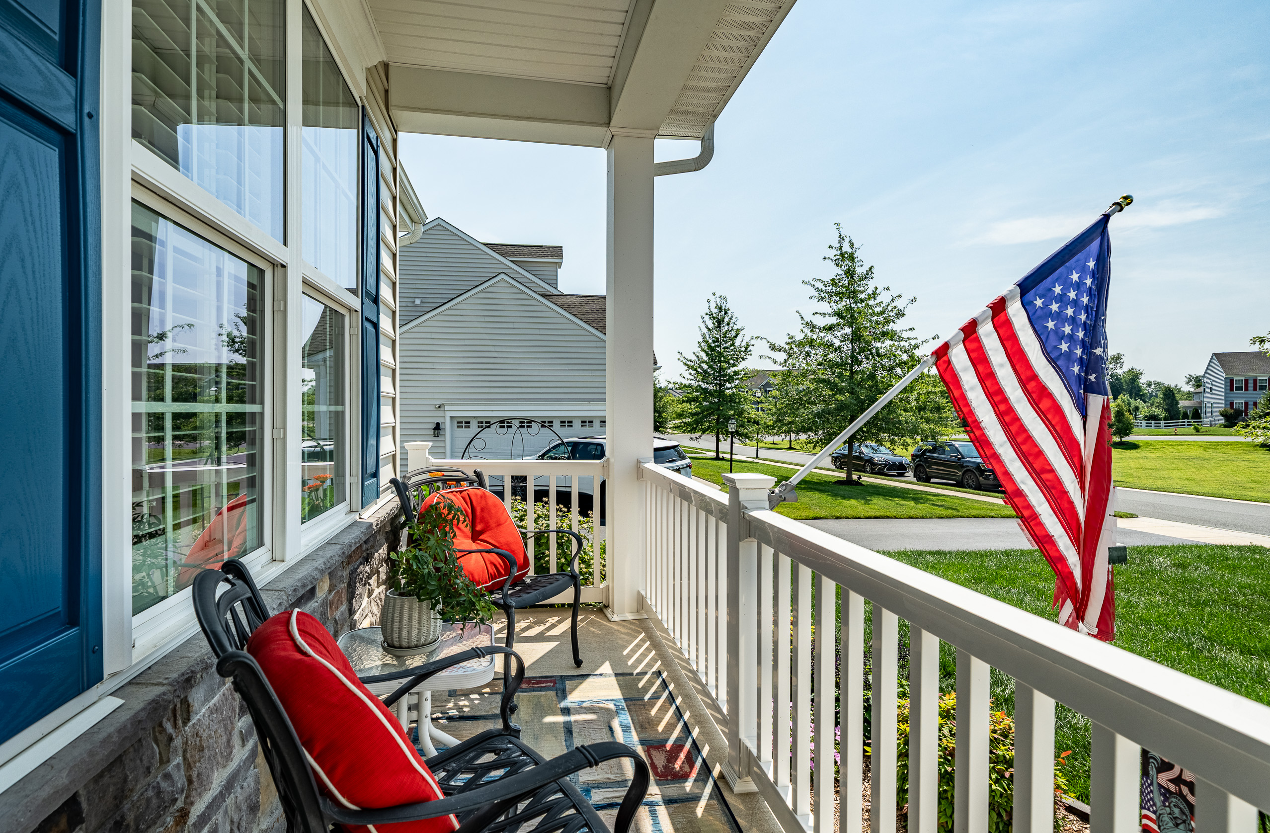 Covered front porch at 151 Green Forest