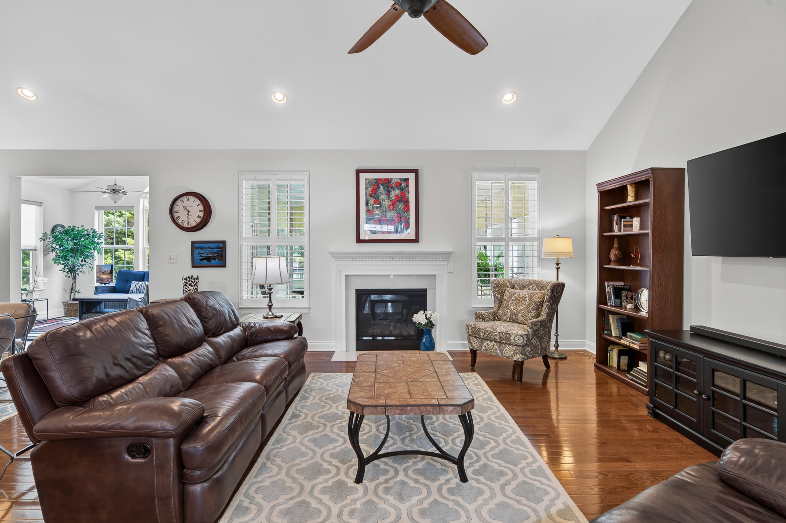 Great room at 151 Green Forest, the home's main-level living space