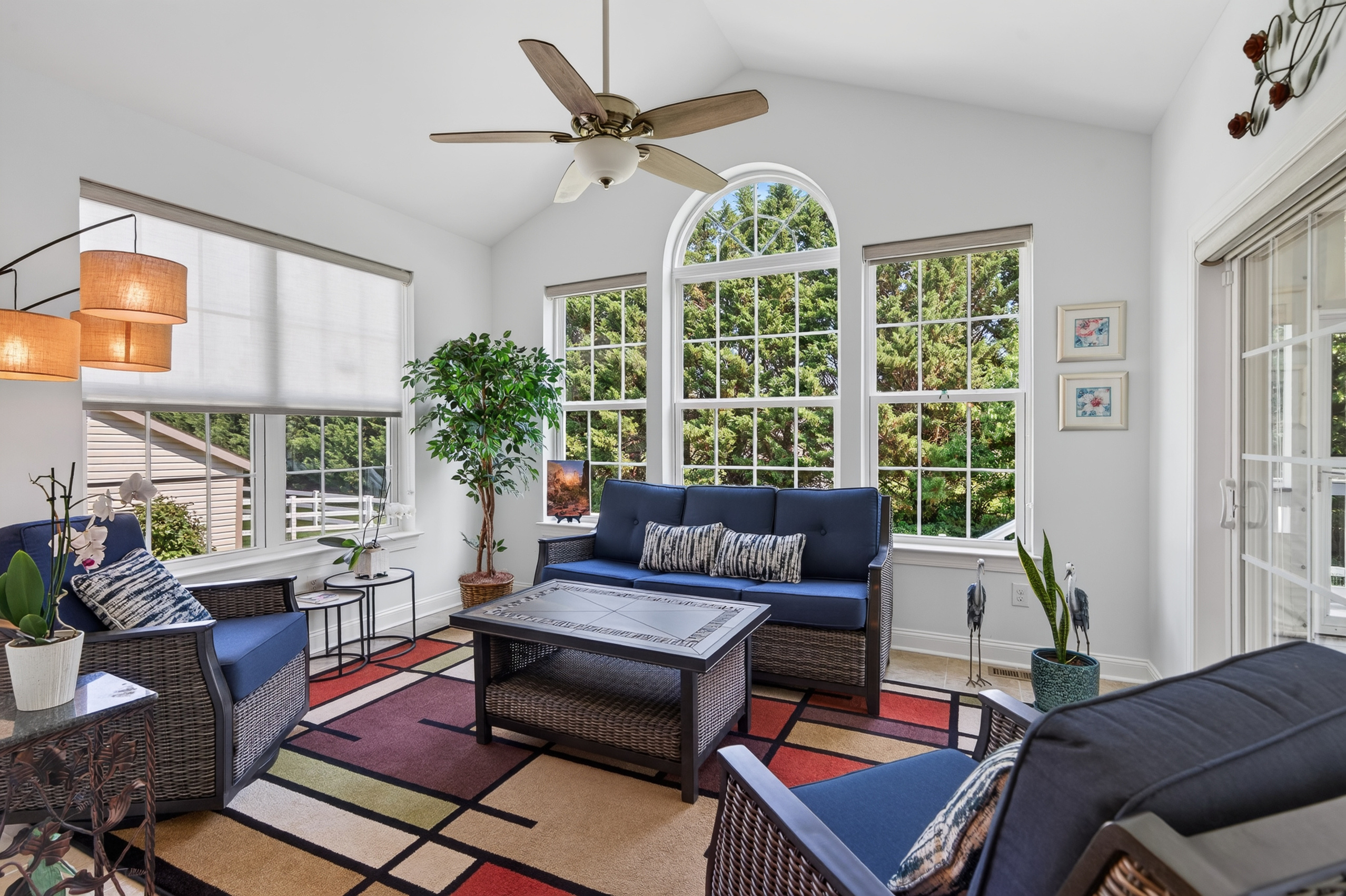 Sun room at 151 Green Forest, filled with natural light