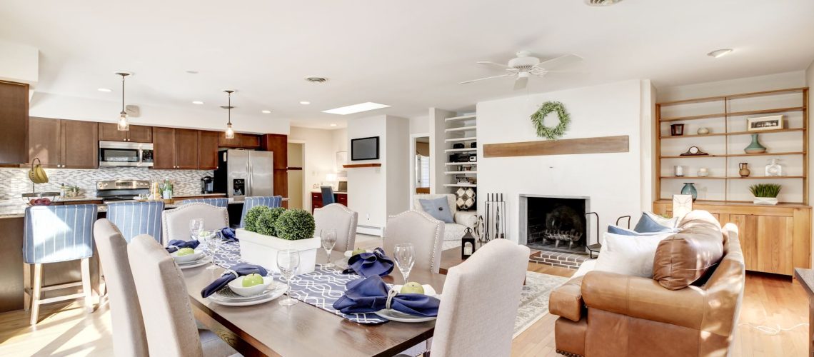 Professionally staged living room in a home for sale in Chester County
